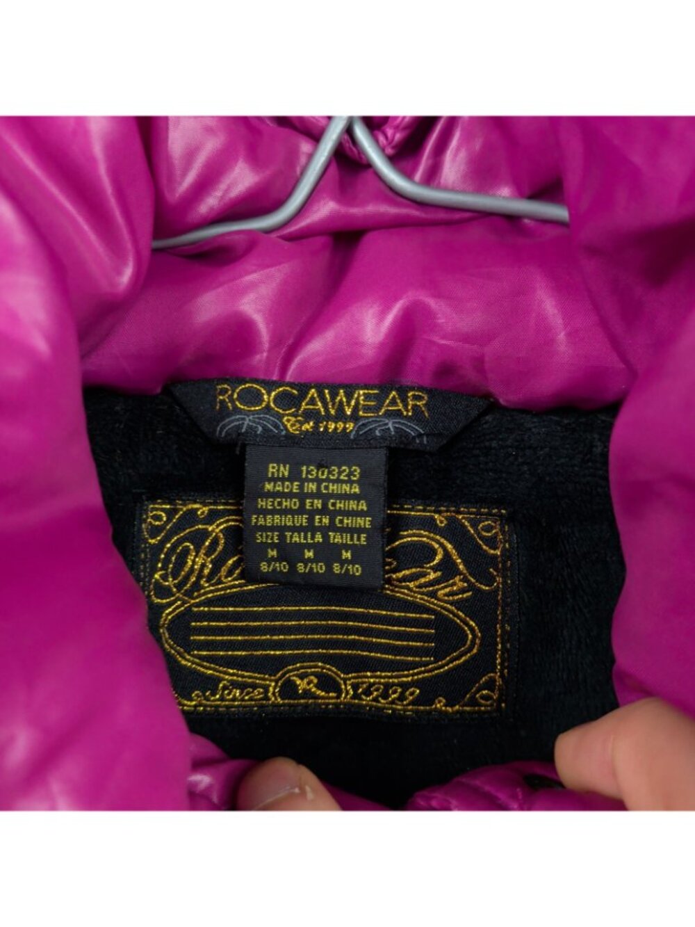 Y2K Rocawear Faux Fur Pink Puffer Jacket Sz *M* McBling Glam Rhinestone Read - Picture 8 of 16